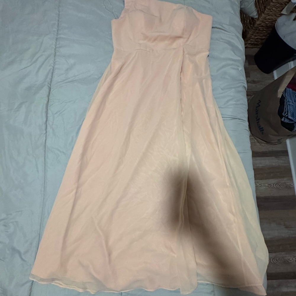 Chic One Shoulder bridesmaid Peach Dress